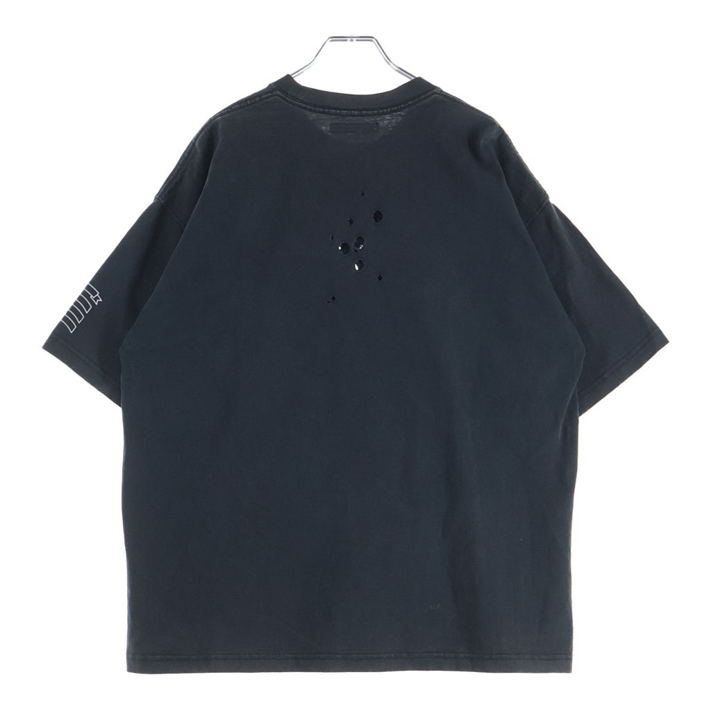 NO BRAND(ノーブランド) RE: Number (N)ine EMBLEM CLASH PIGMENT BIO TEE エンブレム ショットガンクラッシュ加工 半袖Tシャツ グレー NMBsc537