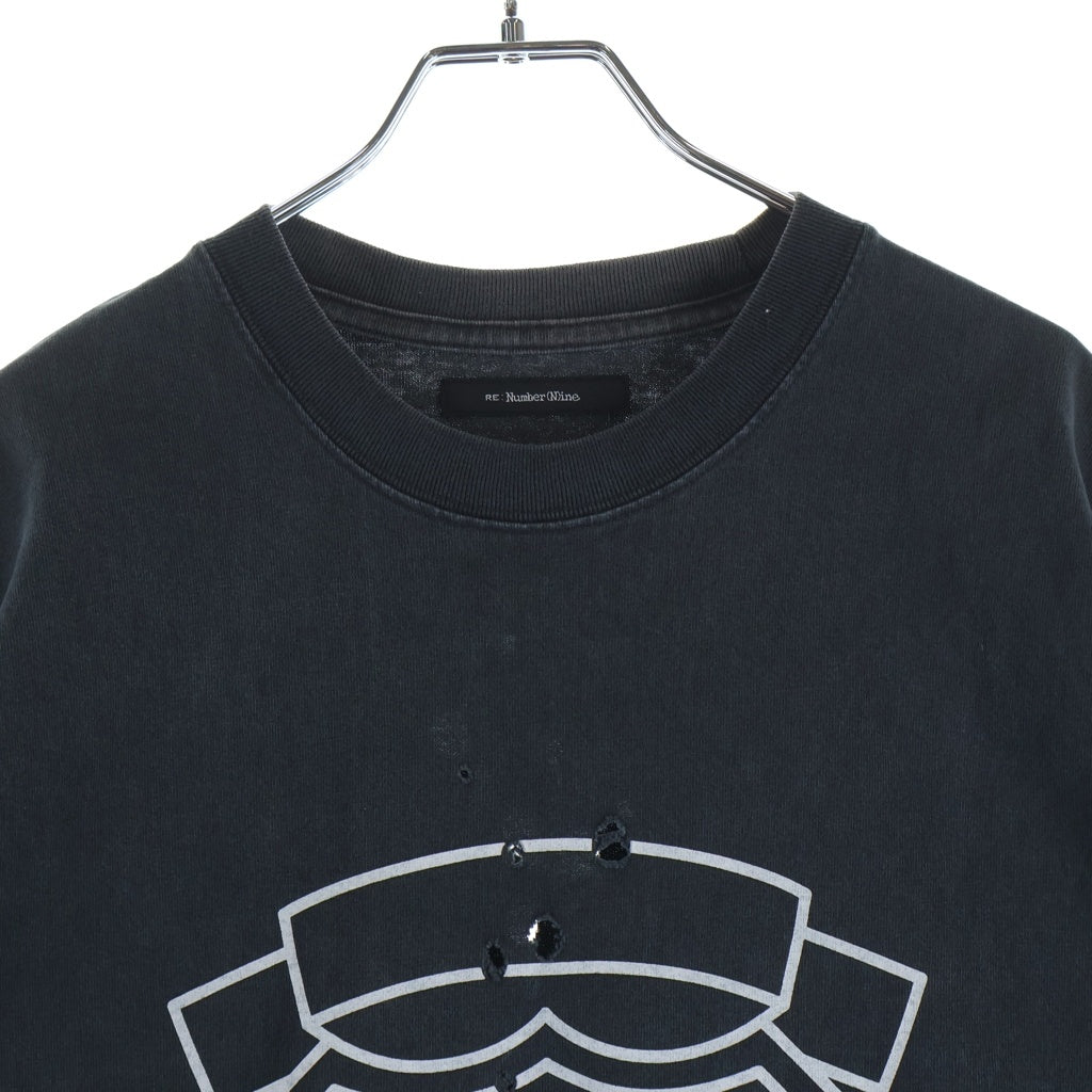 NO BRAND(ノーブランド) RE: Number (N)ine EMBLEM CLASH PIGMENT BIO TEE エンブレム ショットガンクラッシュ加工 半袖Tシャツ グレー NMBsc537