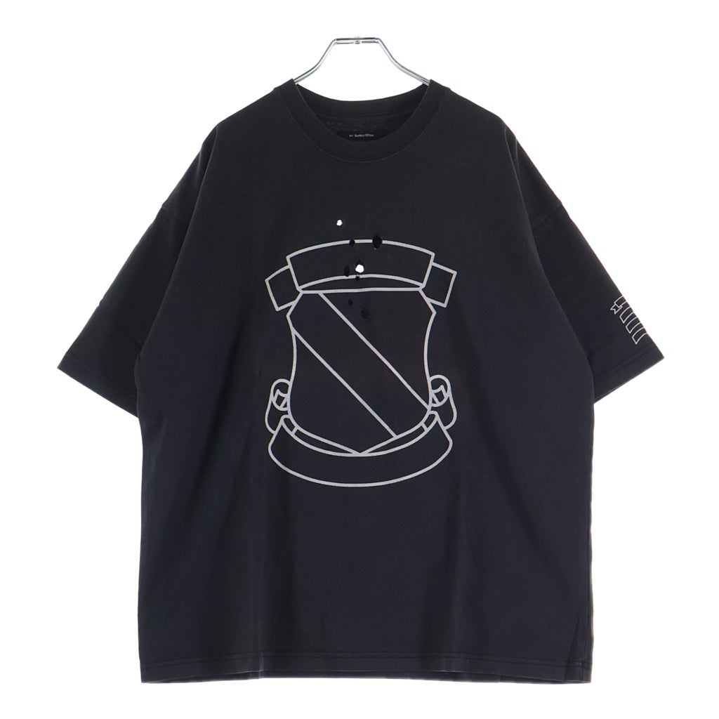 NO BRAND(ノーブランド) RE: Number (N)ine EMBLEM CLASH PIGMENT BIO TEE エンブレム ショットガンクラッシュ加工 半袖Tシャツ ブラック NMBsc537