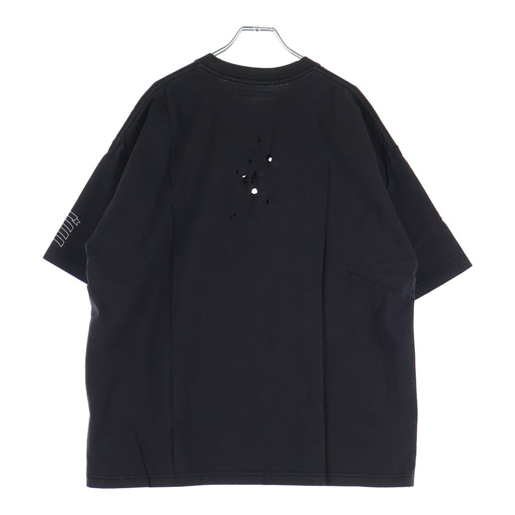 NO BRAND(ノーブランド) RE: Number (N)ine EMBLEM CLASH PIGMENT BIO TEE エンブレム ショットガンクラッシュ加工 半袖Tシャツ ブラック NMBsc537
