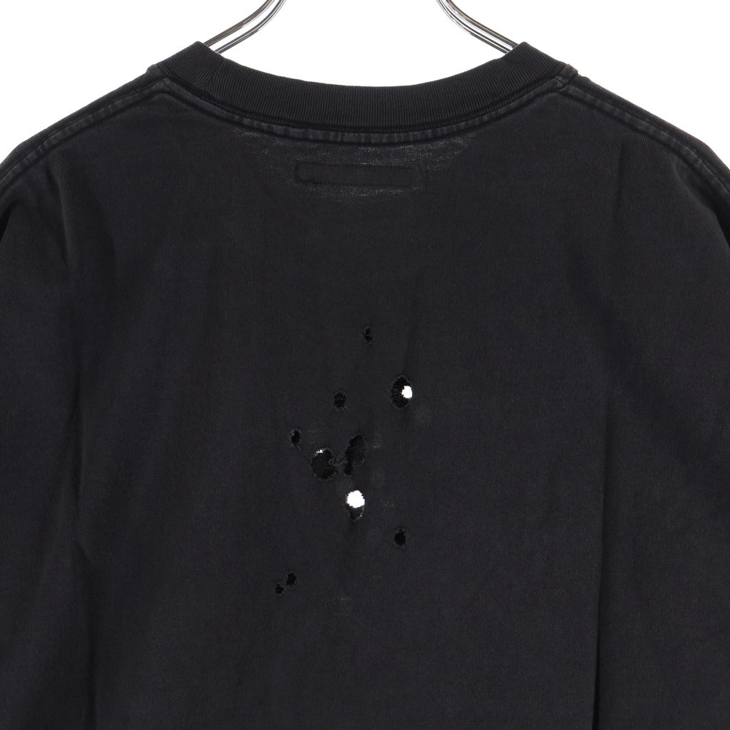 NO BRAND(ノーブランド) RE: Number (N)ine EMBLEM CLASH PIGMENT BIO TEE エンブレム ショットガンクラッシュ加工 半袖Tシャツ ブラック NMBsc537