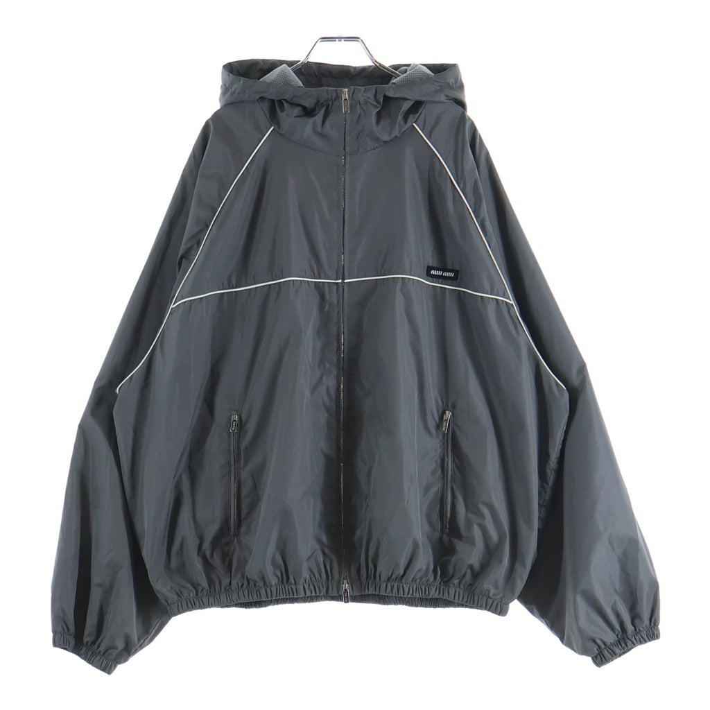 miumiu(ミュウミュウ) 25SS ナイロン シルク コットン テクニカル ジップアップ ナイロンジャケット グレー ML1234