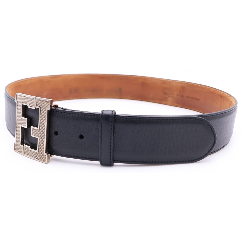 FENDI(フェンディ) FF ビッグロゴ バックル レザーベルト ブラック 7C0250