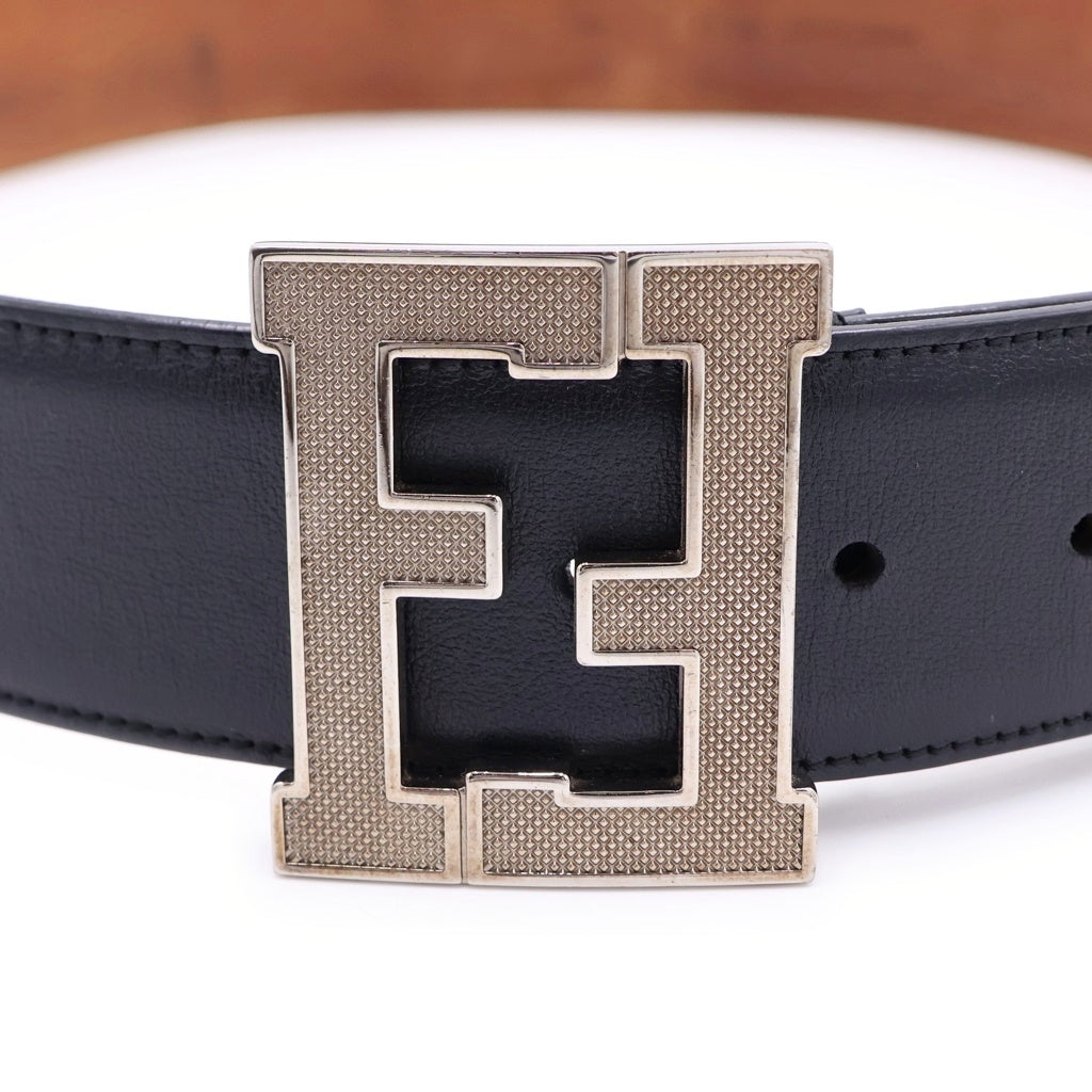 FENDI(フェンディ) FF ビッグロゴ バックル レザーベルト ブラック 7C0250