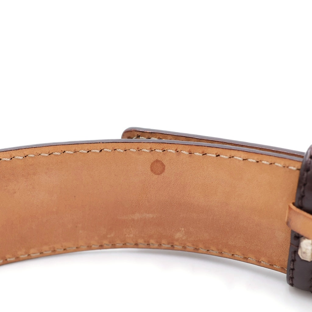 GUCCI(グッチ) インターロッキングGG バックル レザーシマデザイン ベルト ブラウン 114984-525040