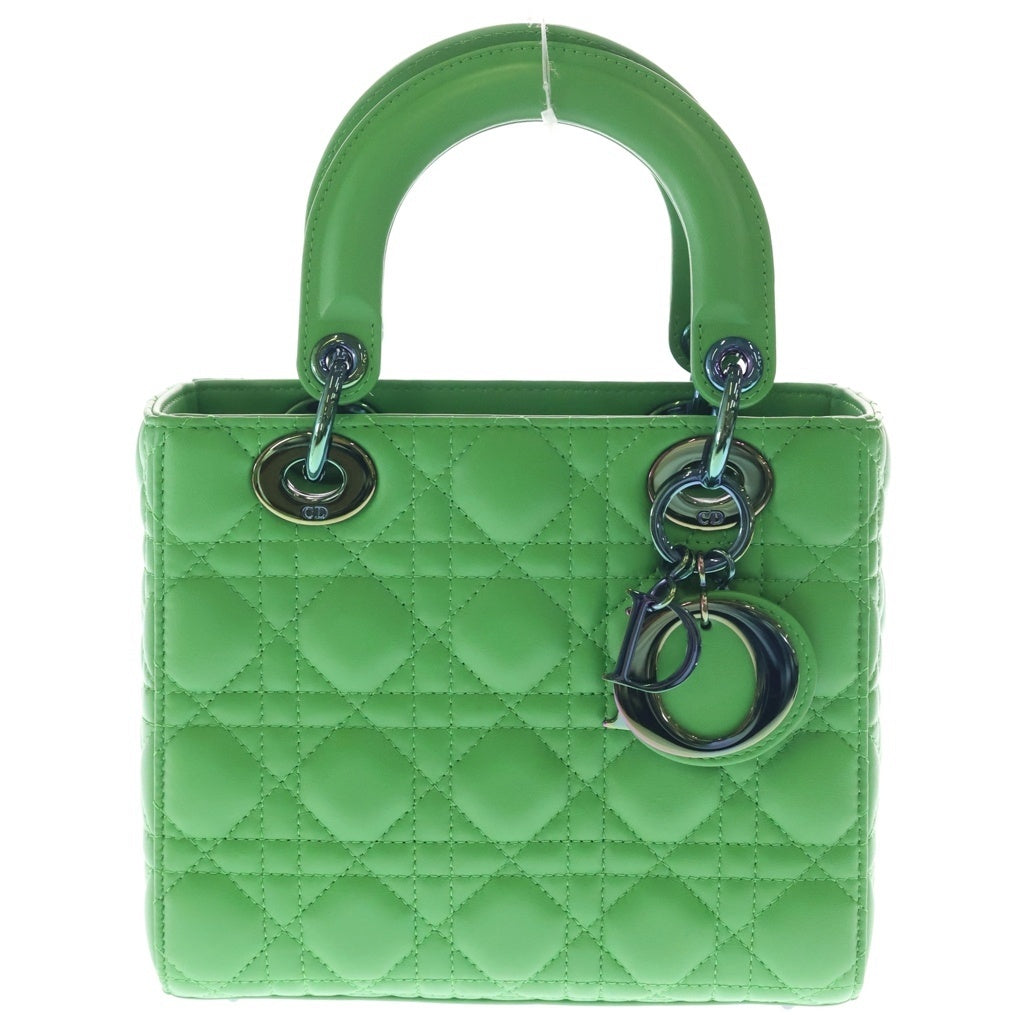 Christian Dior(クリスチャンディオール) レディ ディオール スモール カナージュ レザー ショルダー ハンドバッグ グリーン レディース