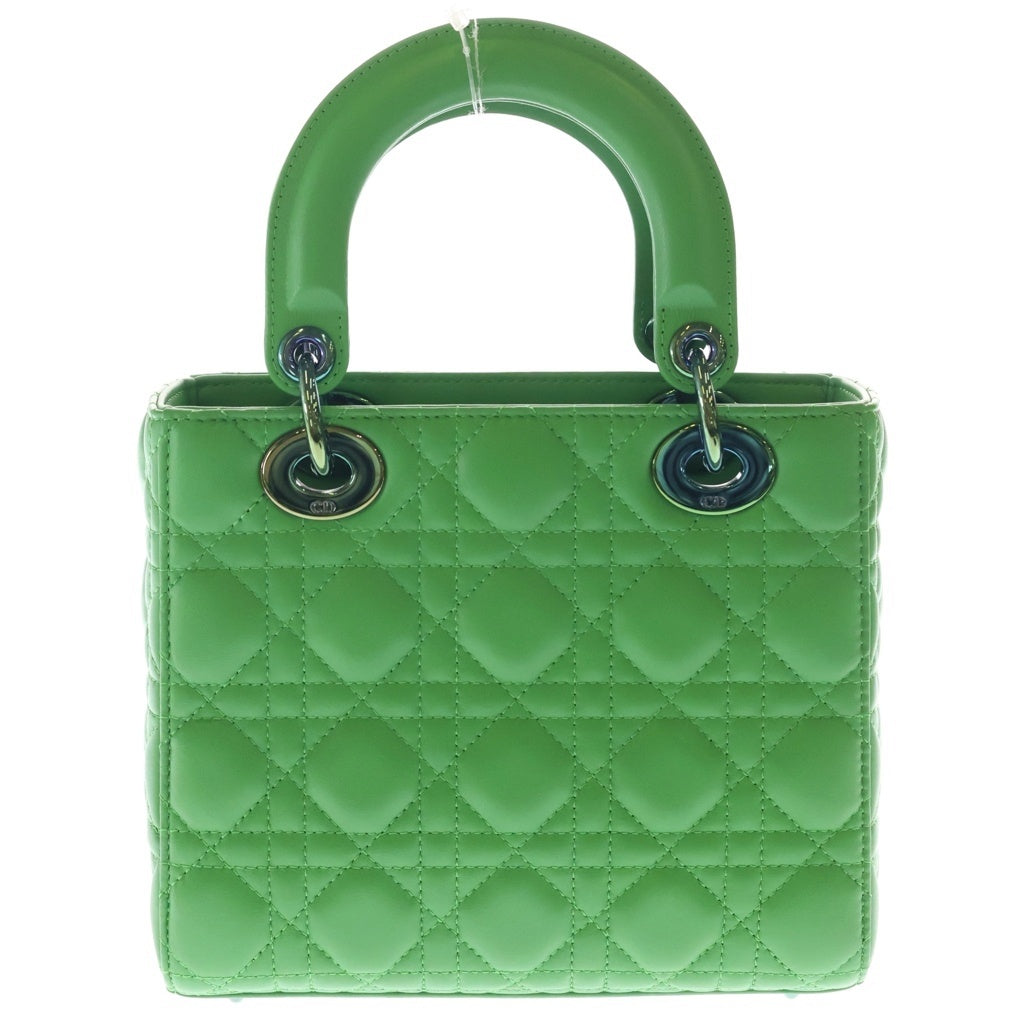 Christian Dior(クリスチャンディオール) レディ ディオール スモール カナージュ レザー ショルダー ハンドバッグ グリーン レディース