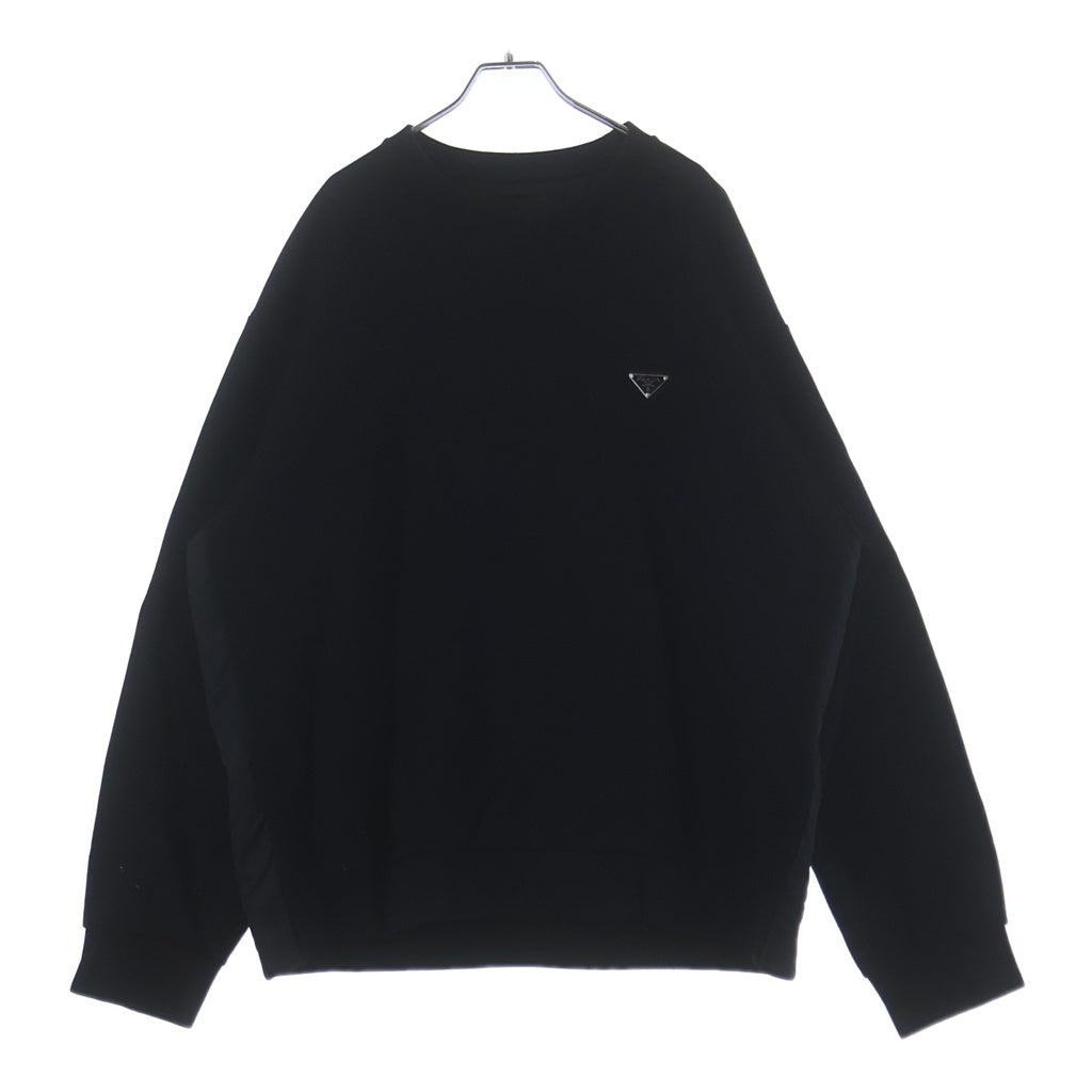 PRADA(プラダ) RE-NYLON リナイロン トライアングルロゴプレート テクニカルコットン プルオーバースウェットトレーナー ブラック UJL30A