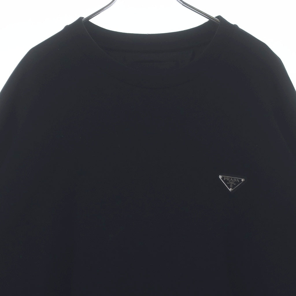 PRADA(プラダ) RE-NYLON リナイロン トライアングルロゴプレート テクニカルコットン プルオーバースウェットトレーナー ブラック UJL30A