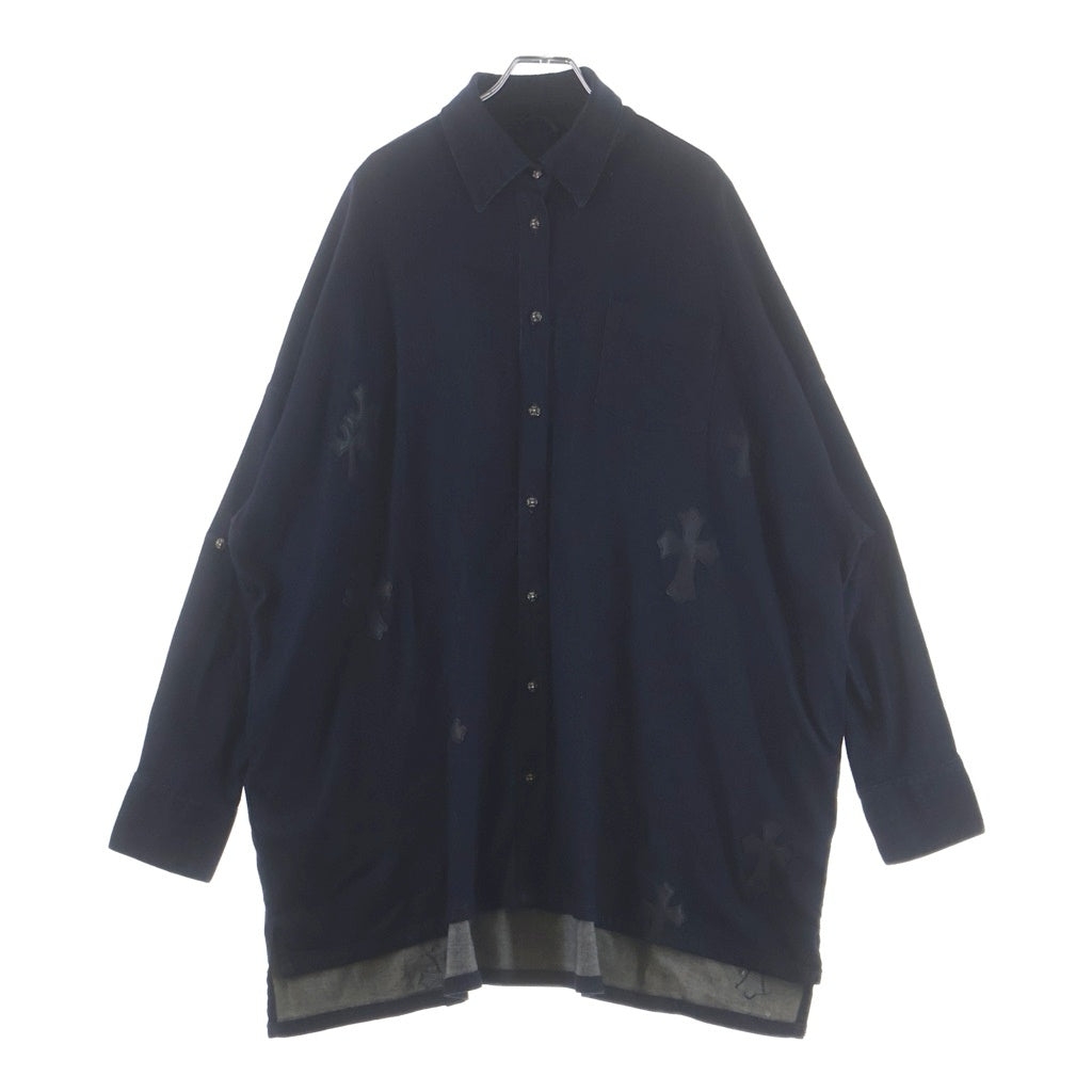 CHROME HEARTS(クロムハーツ) MAHAL KITA マハルキタ セメタリークロスパッチ クロスボタン オーバーサイズ デニム 長袖シャツ インディゴ