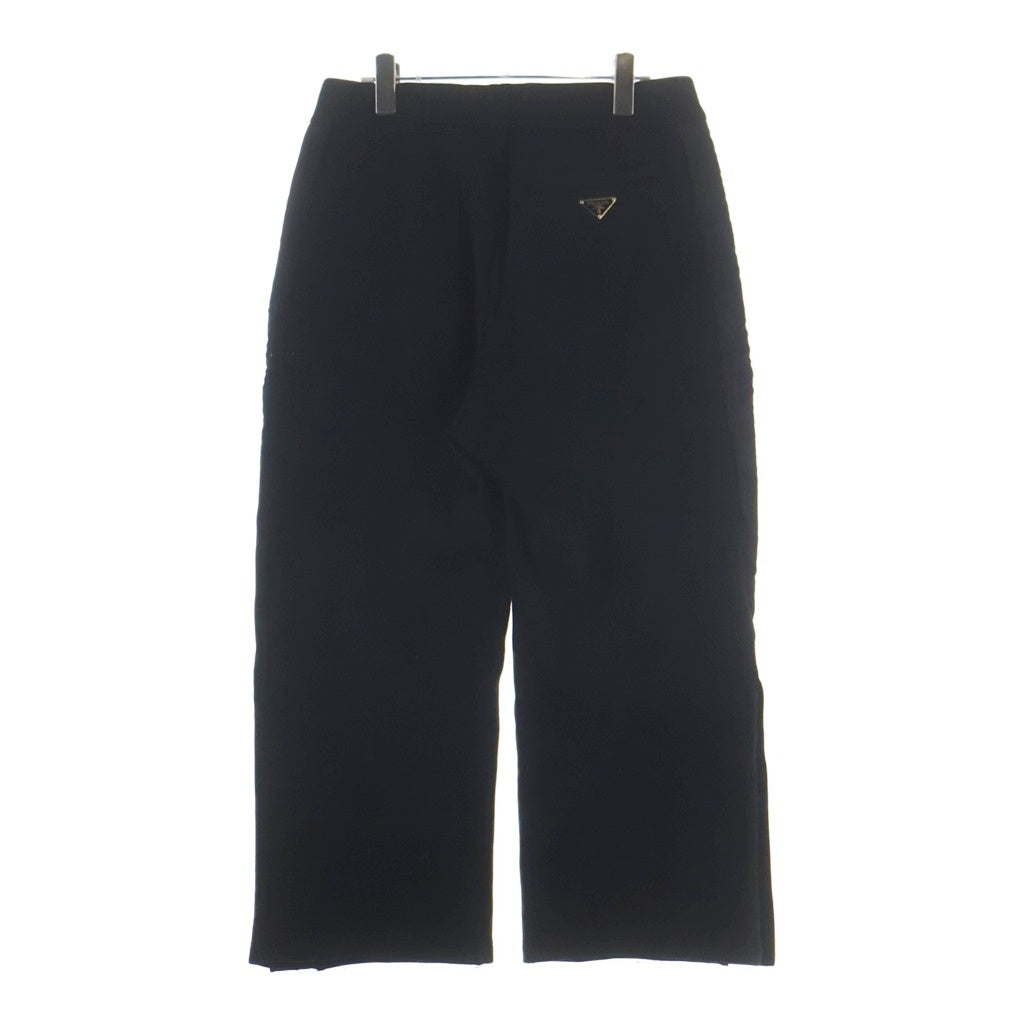 PRADA(プラダ) 22AW トライアングルロゴプレート サイドナイロン テクニカル コットンスウェット ロング パンツ ブラック UJP198