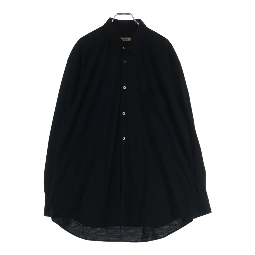 INTERIM(インテリム) 25SS EXTRA FINE MERINO WOOL JERSEY L/S REGULAR COLLAR SHIRT エクストラファイン メリノウール 長袖シャツ ブラック IT25S197