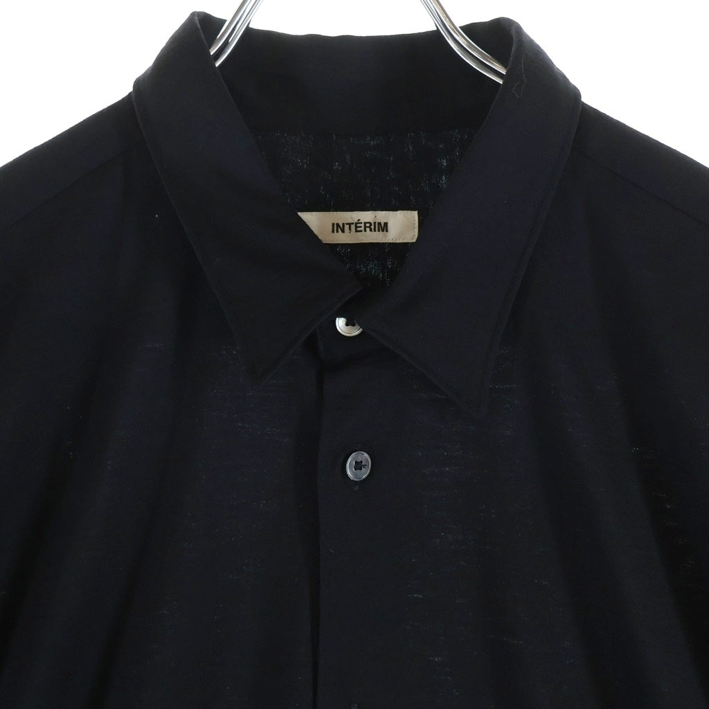 INTERIM(インテリム) 25SS EXTRA FINE MERINO WOOL JERSEY L/S REGULAR COLLAR SHIRT エクストラファイン メリノウール 長袖シャツ ブラック IT25S197