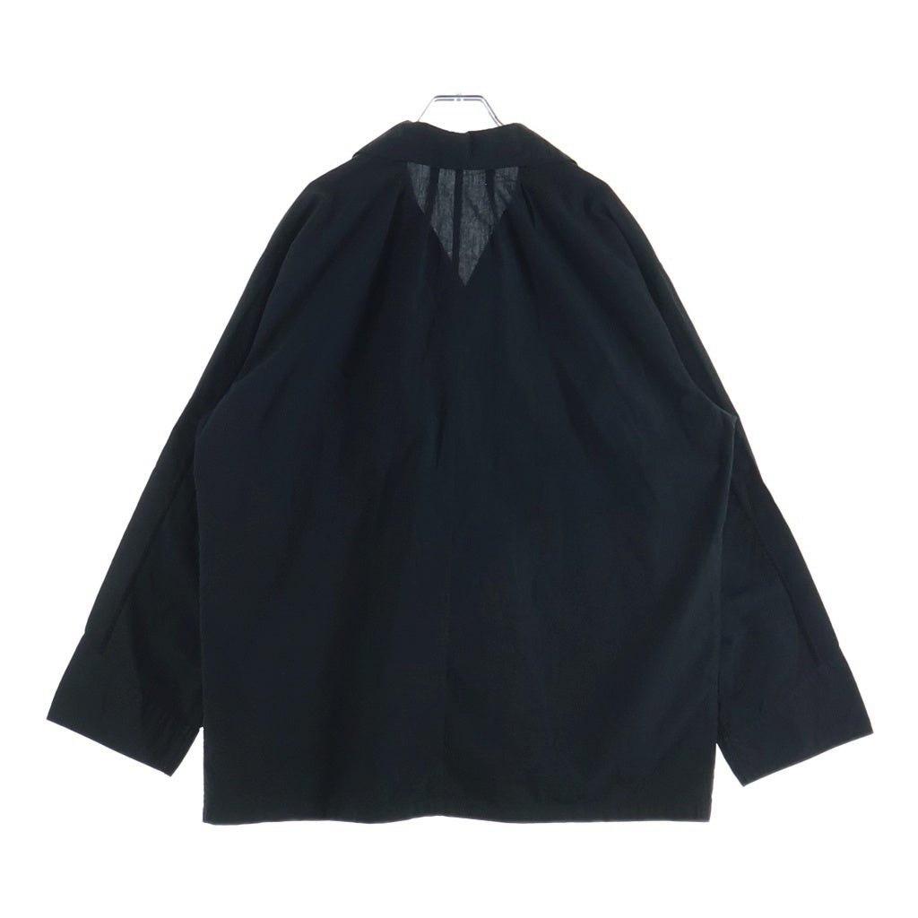 SARTO(サルト) 25SS コットン サイドライン刺繍 オープンカラー長袖シャツ ブラック 251-14-001