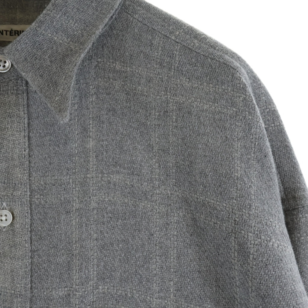 INTERIM(インテリム) 25AW COTTON VIRGIN WOOL CASHMERE DEADSTOCK HYPER BIG MILITARY WORK SHIRTS コットン ウール カシミヤ ミリタリー ワーク長袖シャツ グレー IT25A179