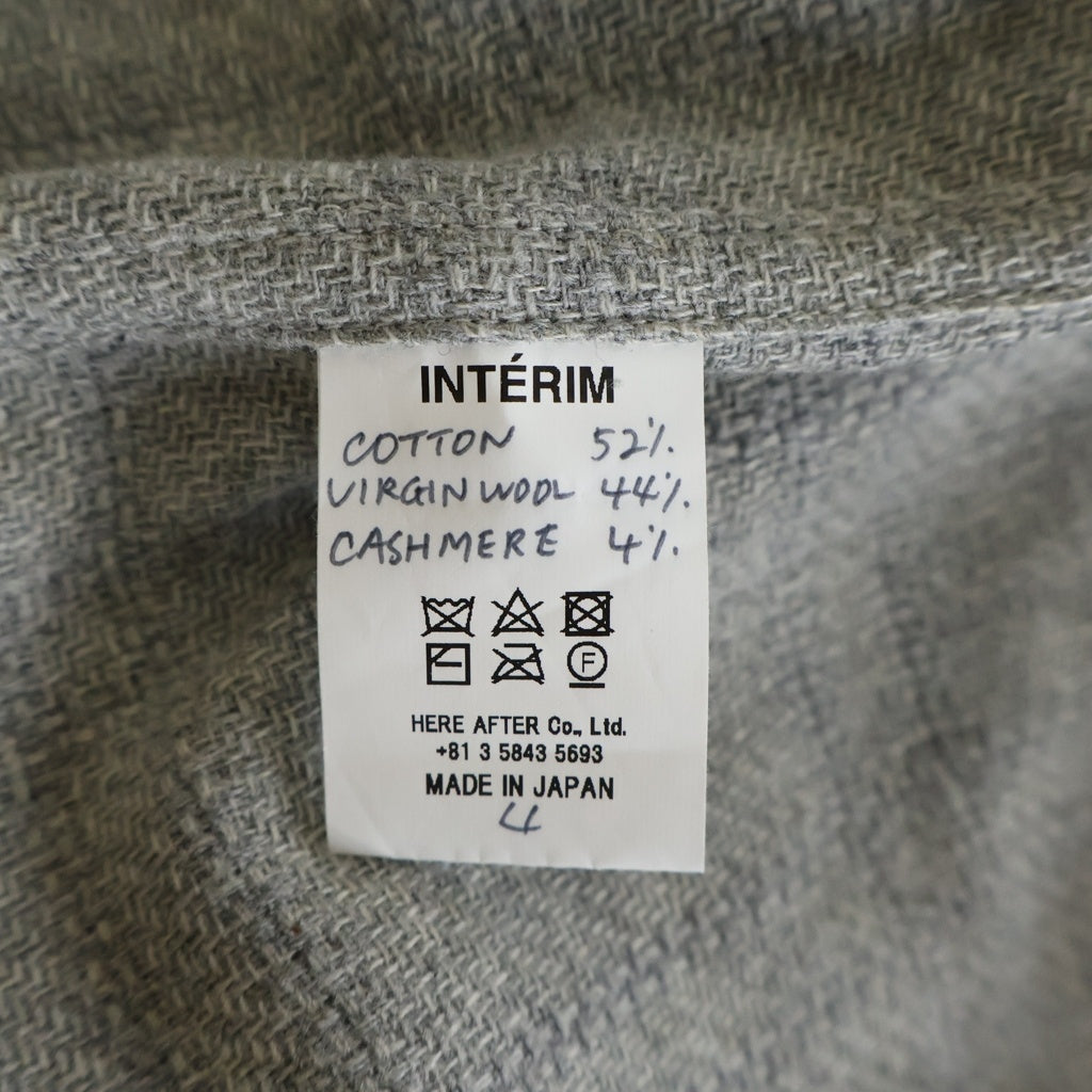 INTERIM(インテリム) 25AW COTTON VIRGIN WOOL CASHMERE DEADSTOCK HYPER BIG MILITARY WORK SHIRTS コットン ウール カシミヤ ミリタリー ワーク長袖シャツ グレー IT25A179