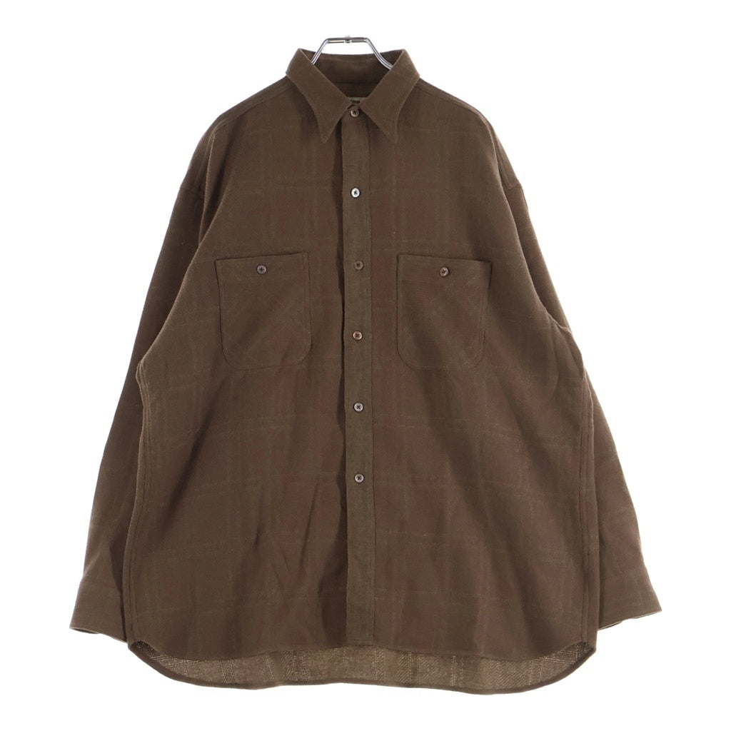 INTERIM(インテリム) 25AW COTTON VIRGIN WOOL CASHMERE DEADSTOCK HYPER BIG MILITARY WORK SHIRTS コットン ウール カシミヤ ミリタリー ワーク長袖シャツ ブラウン IT25A179