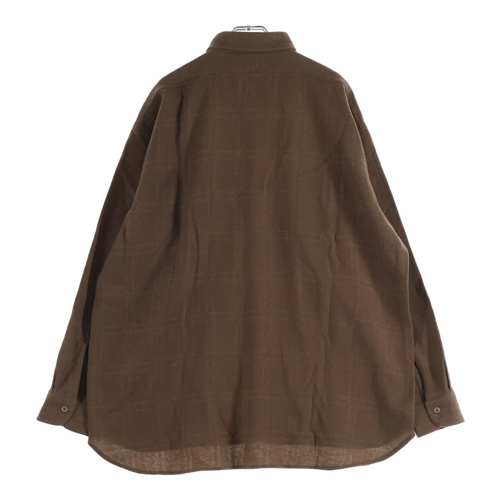 INTERIM(インテリム) 25AW COTTON VIRGIN WOOL CASHMERE DEADSTOCK HYPER BIG MILITARY WORK SHIRTS コットン ウール カシミヤ ミリタリー ワーク長袖シャツ ブラウン IT25A179