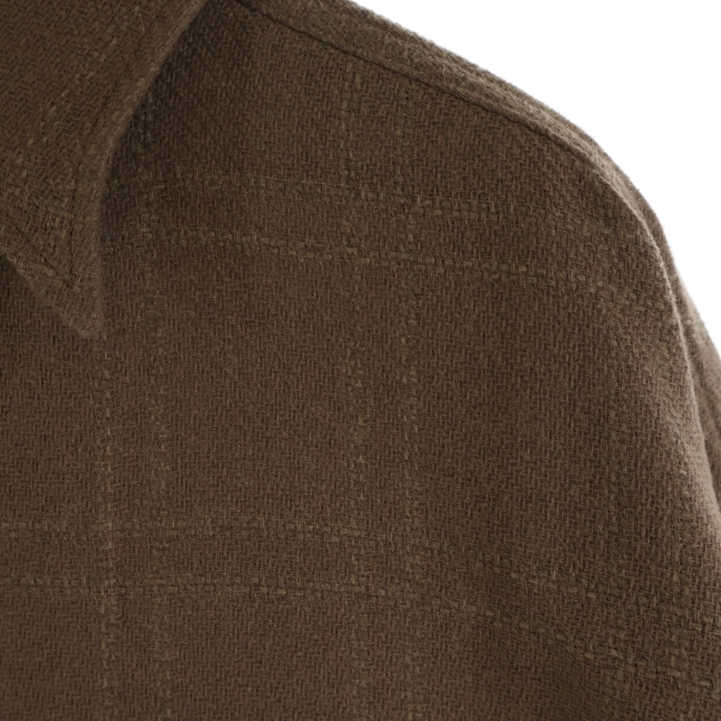 INTERIM(インテリム) 25AW COTTON VIRGIN WOOL CASHMERE DEADSTOCK HYPER BIG MILITARY WORK SHIRTS コットン ウール カシミヤ ミリタリー ワーク長袖シャツ ブラウン IT25A179