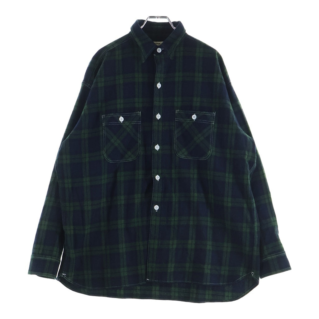 INTERIM(インテリム) 25AW HYPER BIG TARTAN WOOL DRAPE DEADSTOCK MILITARY WORK SHIRTS アンドフェブ別注 ウールドレープ デッドストック ミリタリー 長袖ワークシャツ IT25A179AP