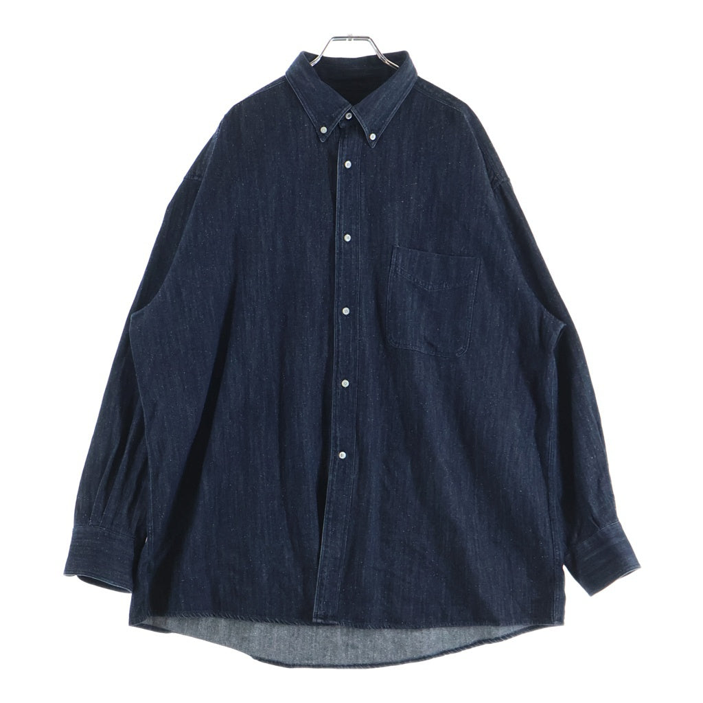 INTERIM(インテリム) 25AW 7oz SILK DENIM 90s FIT BUTTON DOWN SHIRT 90sフィット ボタンダウン シルク デニム長袖シャツ インディゴ IT25A197