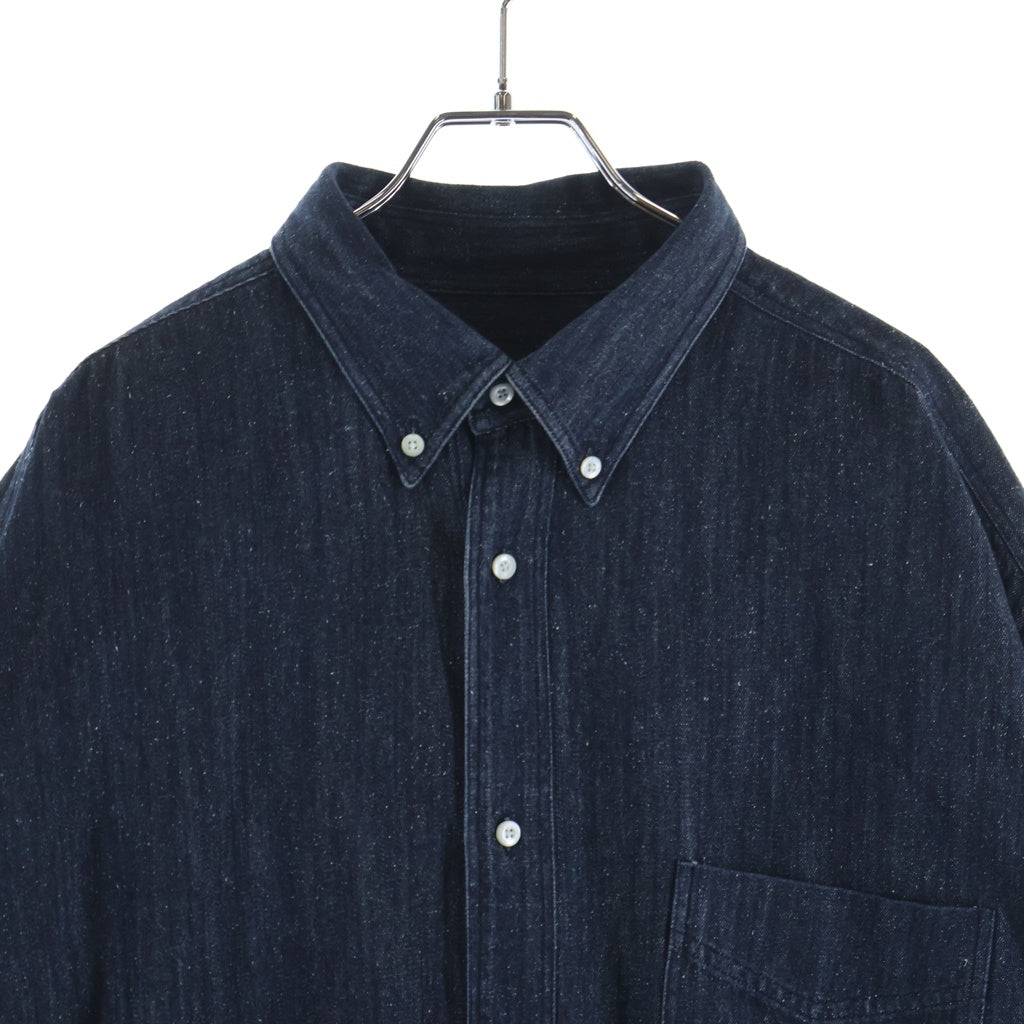 INTERIM(インテリム) 25AW 7oz SILK DENIM 90s FIT BUTTON DOWN SHIRT 90sフィット ボタンダウン シルク デニム長袖シャツ インディゴ IT25A197