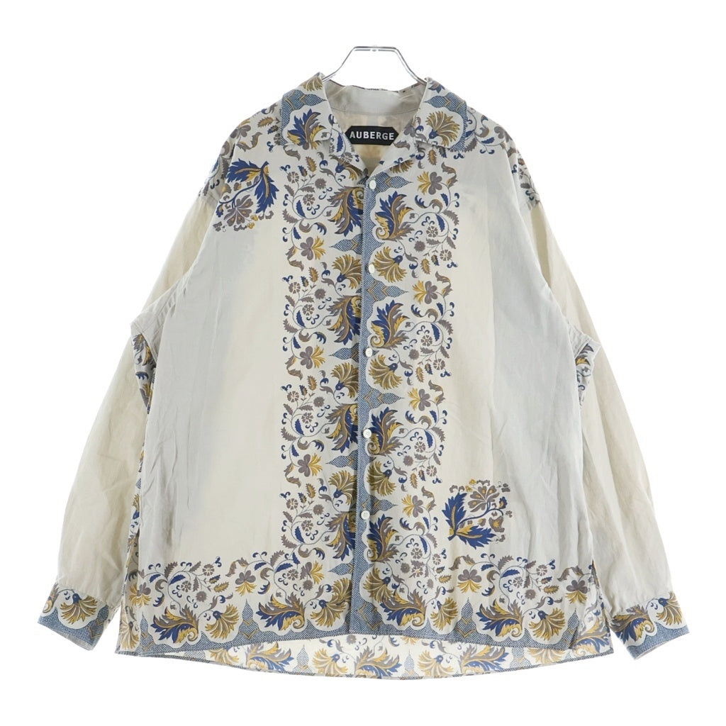 AUBERGE(オーベルジュ) 26SS Kevin コットン ヘンプ ボタニカル柄 長袖シャツ グレー AU26S23