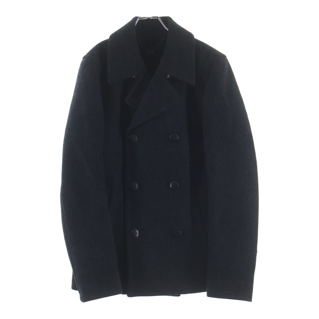 roar(ロアー) 12AW バック スワロフスキー ロゴ ウール メルトン Pコート ブラック 12FRC-KW02