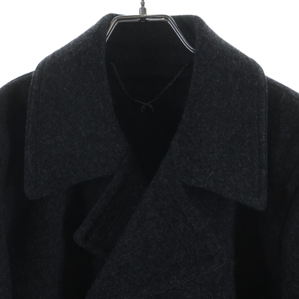 roar(ロアー) 12AW バック スワロフスキー ロゴ ウール メルトン Pコート ブラック 12FRC-KW02