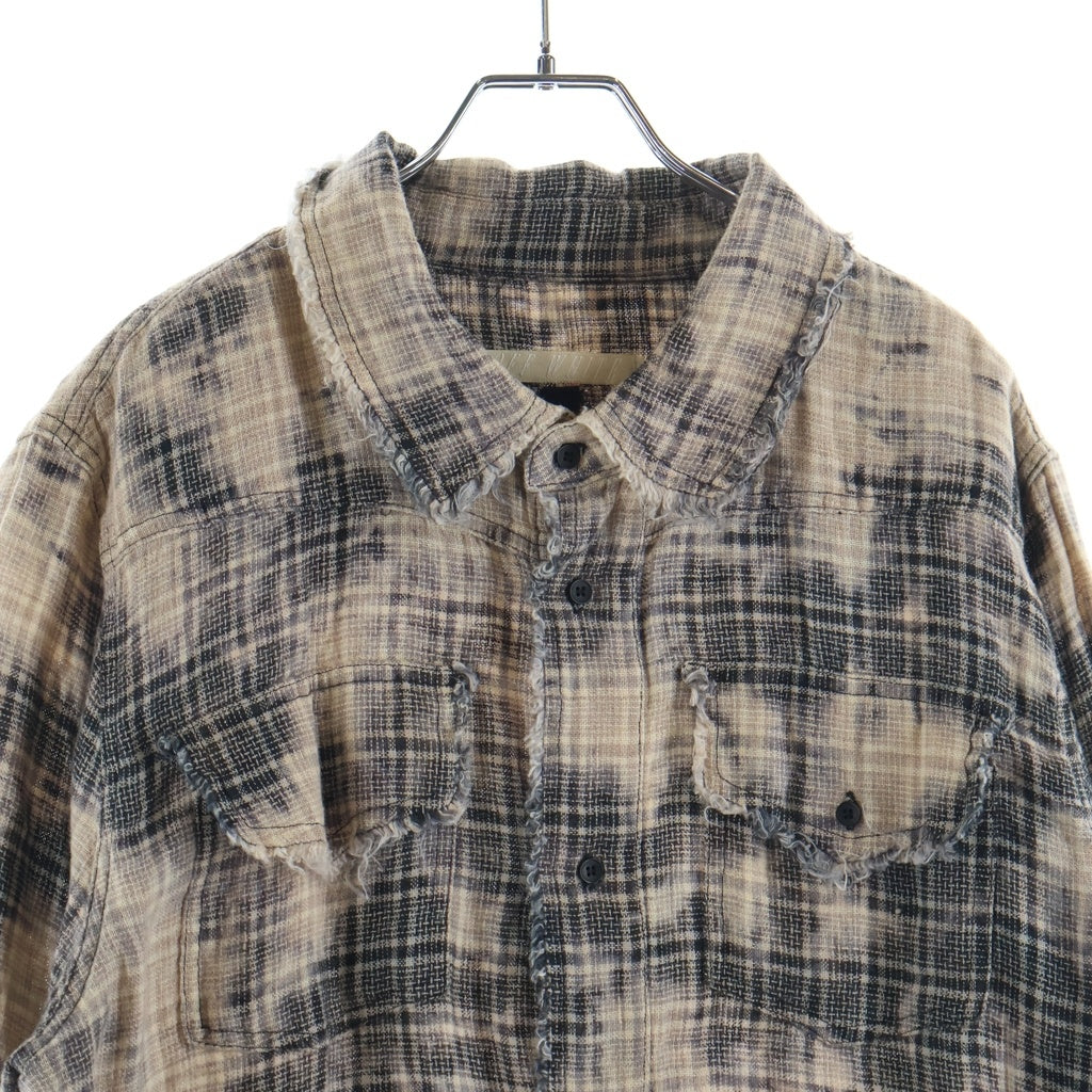 OFF-WHITE(オフホワイト) 16SS Mirror Mirror ミラー ミラー リネン ブリーチ チェック柄 長袖シャツ ベージュ