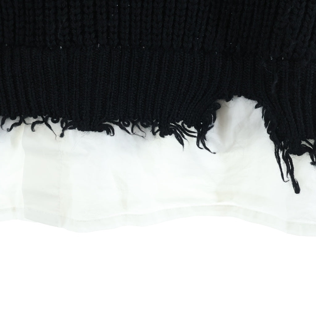 MM6 Maison Margiela(エムエムシックスメゾンマルジェラ) 23AW レイヤード ダメージウールニットセーター ブラック S62HL0015 S18382