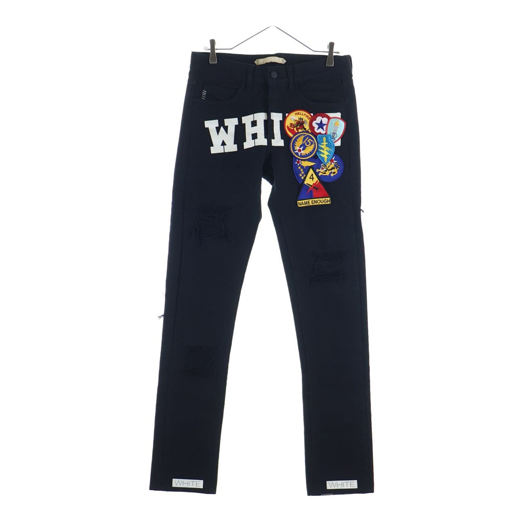OFF-WHITE(オフホワイト) ワッペン ダメージ デニムパンツ ブラック