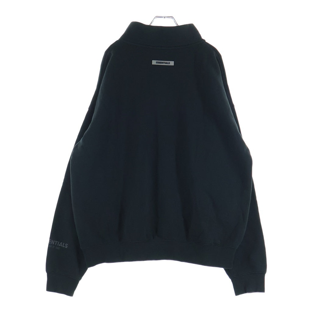 FEAR OF GOD ESSENTIALS(フィアオブゴッド エッセンシャルズ) ロゴプリント ハーフジップ プルオーバー スウェット トレーナー ブラック