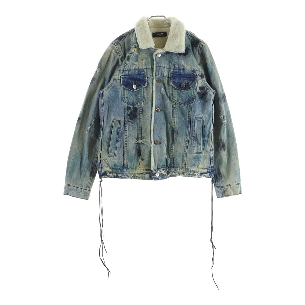 AMIRI(アミリ) ダメージ加工 ムートン ボア デニム ジャケット インディゴ