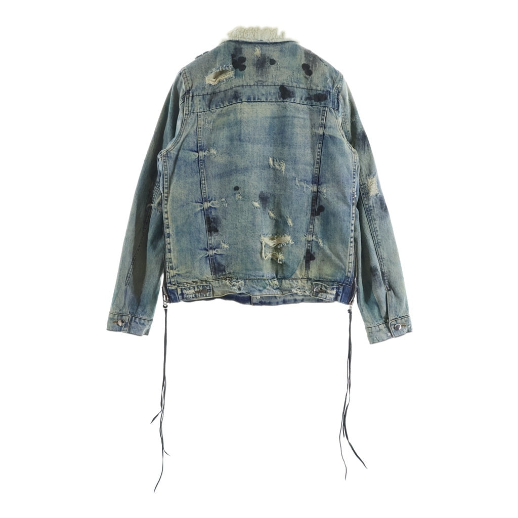 AMIRI(アミリ) ダメージ加工 ムートン ボア デニム ジャケット インディゴ
