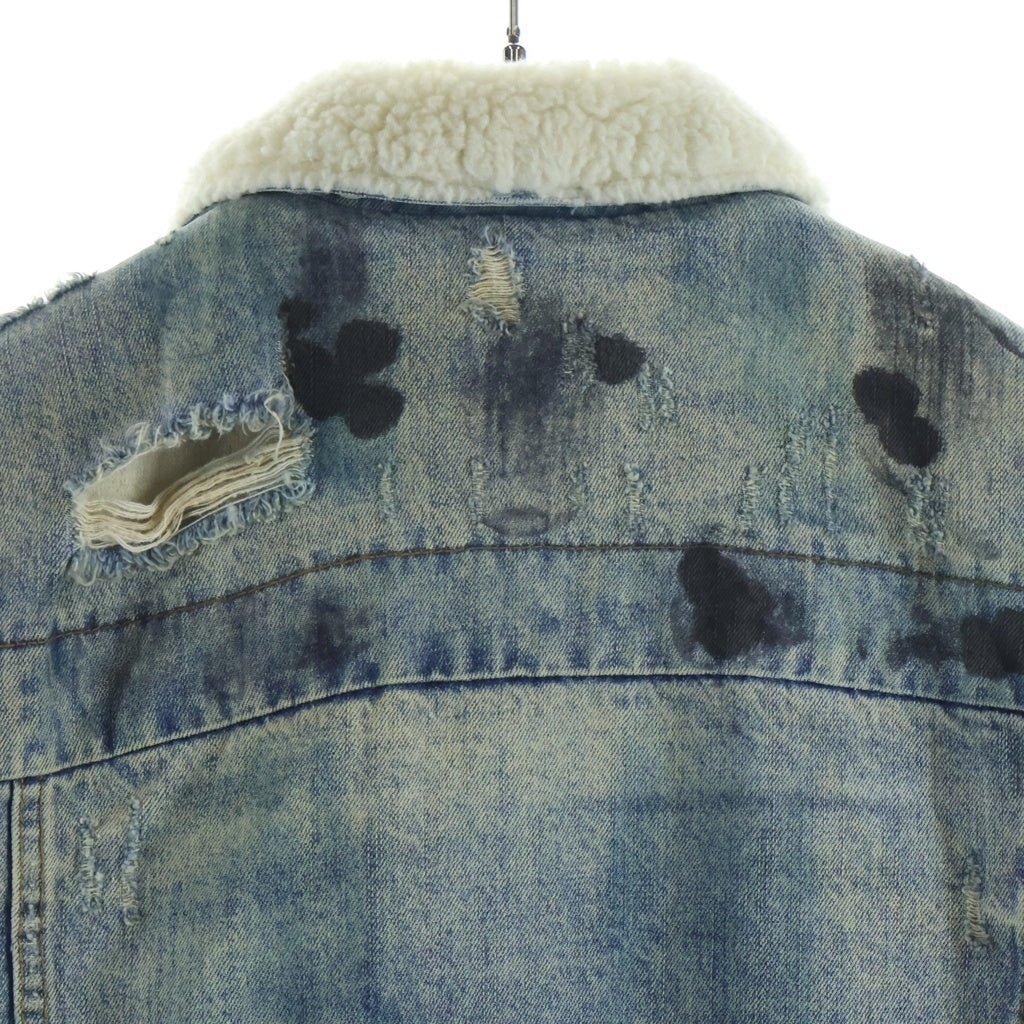 AMIRI(アミリ) ダメージ加工 ムートン ボア デニム ジャケット インディゴ