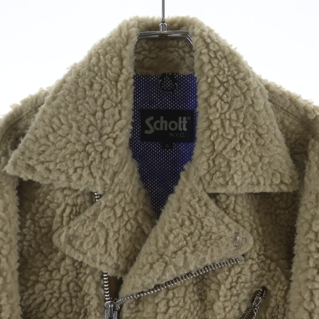 SCHOTT(ショット) ×ATMOS LAB FLEECE RIDERS JACKET アトモスラボ フリース ライダースジャケット ナチュラル 3182024