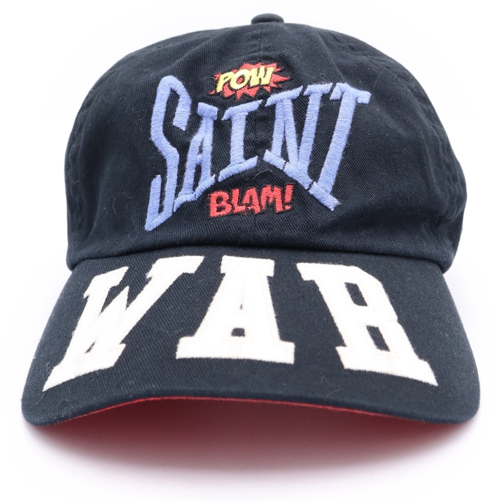 SAINT MICHAEL(セントマイケル) 21AW WAR ロゴ刺繍 ベースボールキャップ 帽子 ブラック SM-A21-0000-043