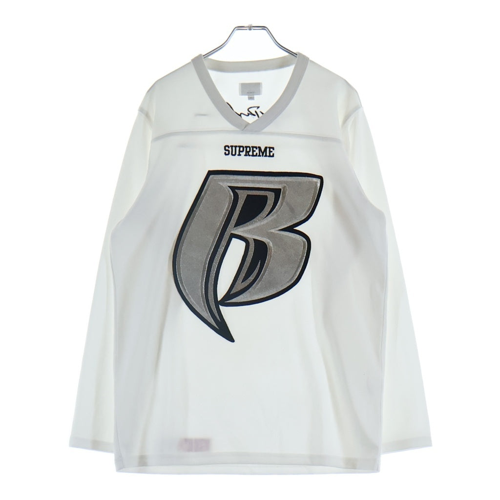 SUPREME(シュプリーム) 14AW ×Ruff Ryders Hockey Top ラフ ライダーズ ホッケー Vネック 長袖Tシャツ カットソー ホワイト