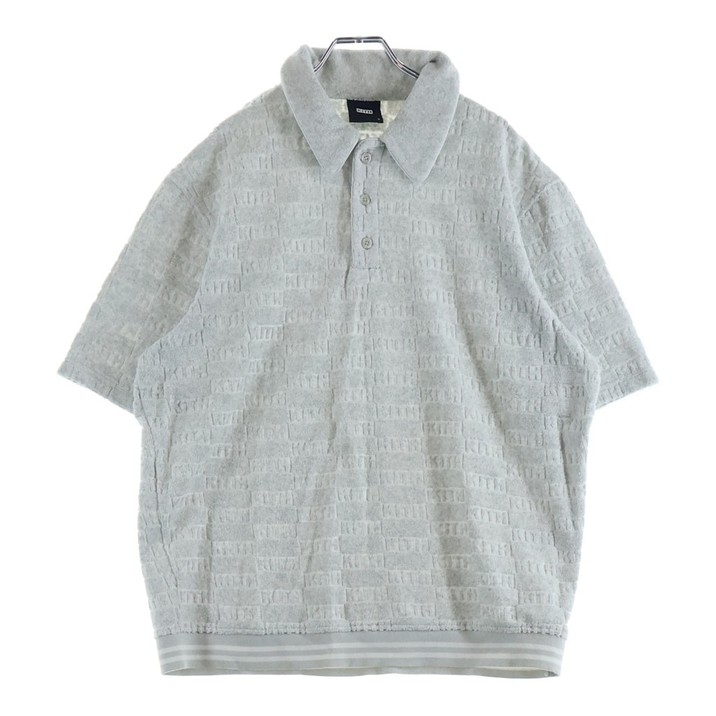KITH(キス) 22SS Graham Polo Court 総柄 パイル地 コットン 半袖ポロシャツ グレー
