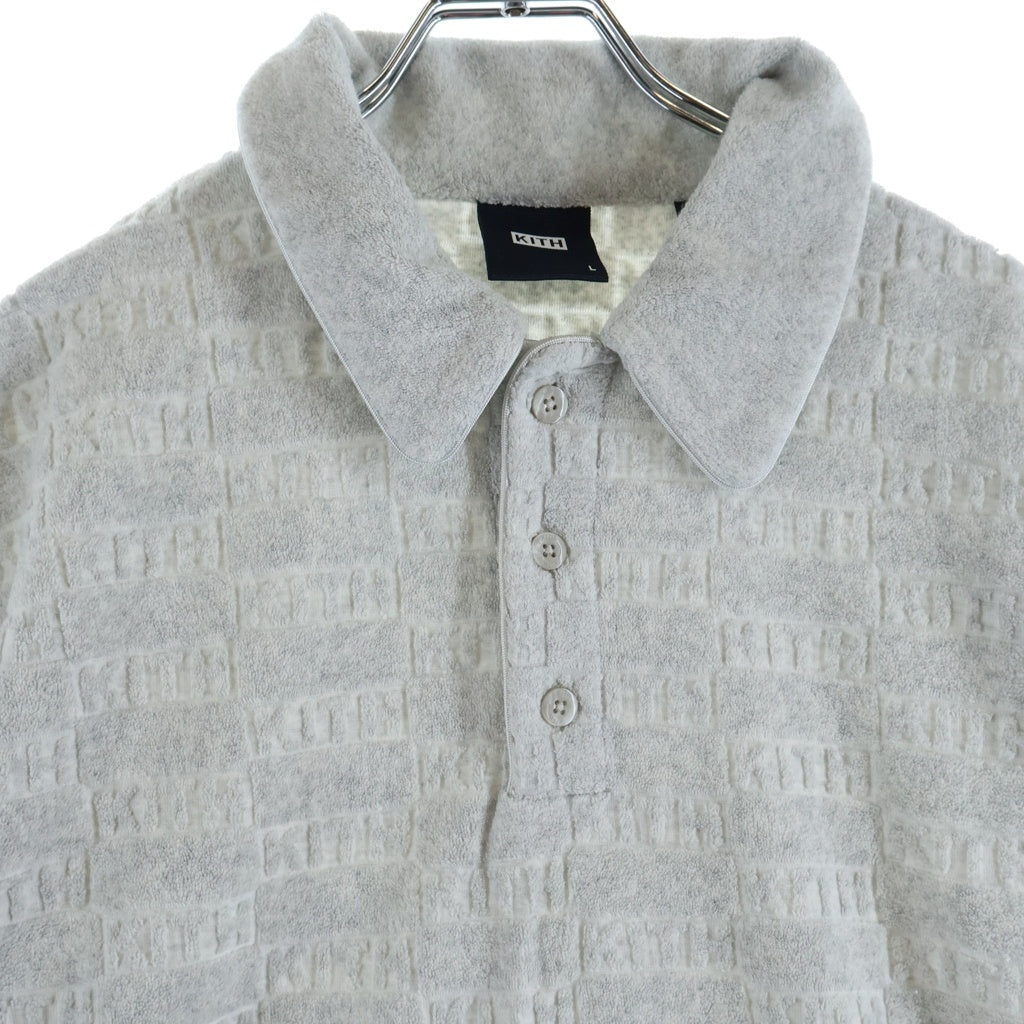 KITH(キス) 22SS Graham Polo Court 総柄 パイル地 コットン 半袖ポロシャツ グレー
