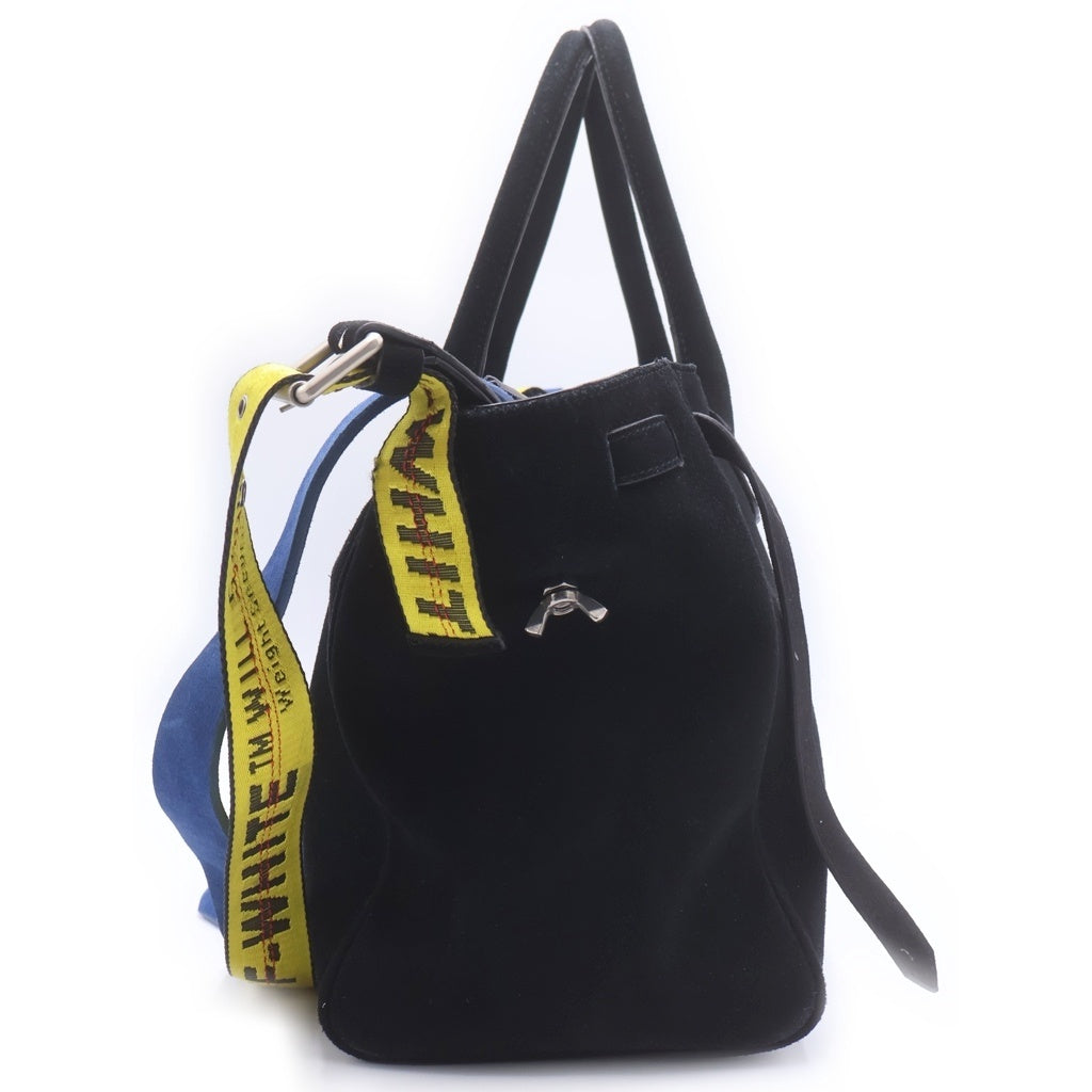 OFF-WHITE(オフホワイト) ポーチ付き スエード ハンド トートバッグ ブラック レディース