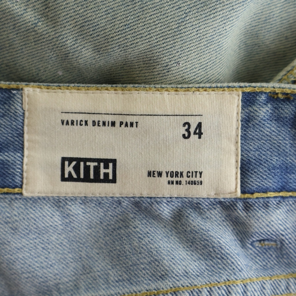 KITH(キス) ダメージロゴ スキニーデニムパンツ インディゴ