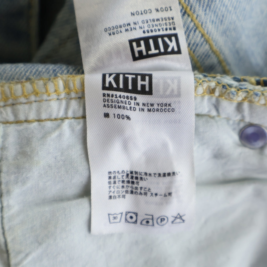 KITH(キス) ダメージロゴ スキニーデニムパンツ インディゴ