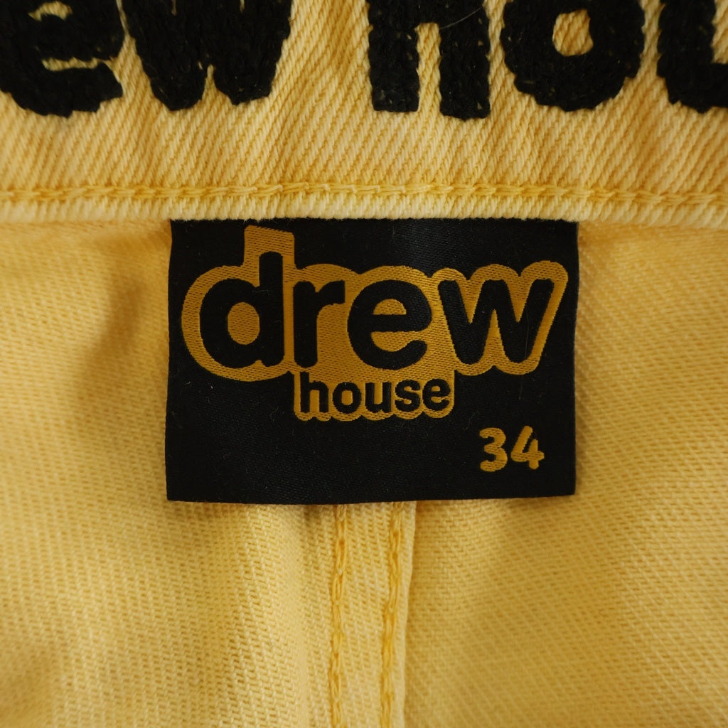 drew house(ドリューハウス) フロントロゴ刺繍 カーペンター デニムパンツ イエロー