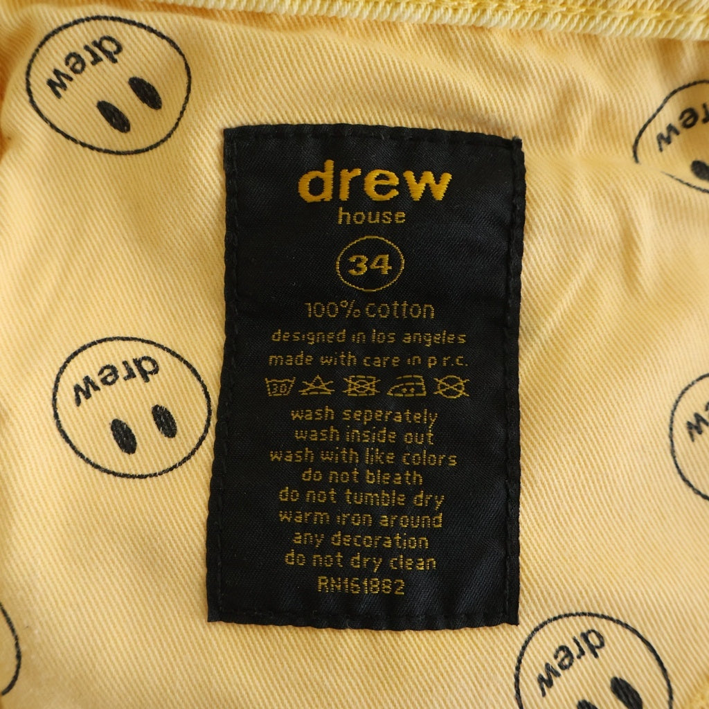 drew house(ドリューハウス) フロントロゴ刺繍 カーペンター デニムパンツ イエロー
