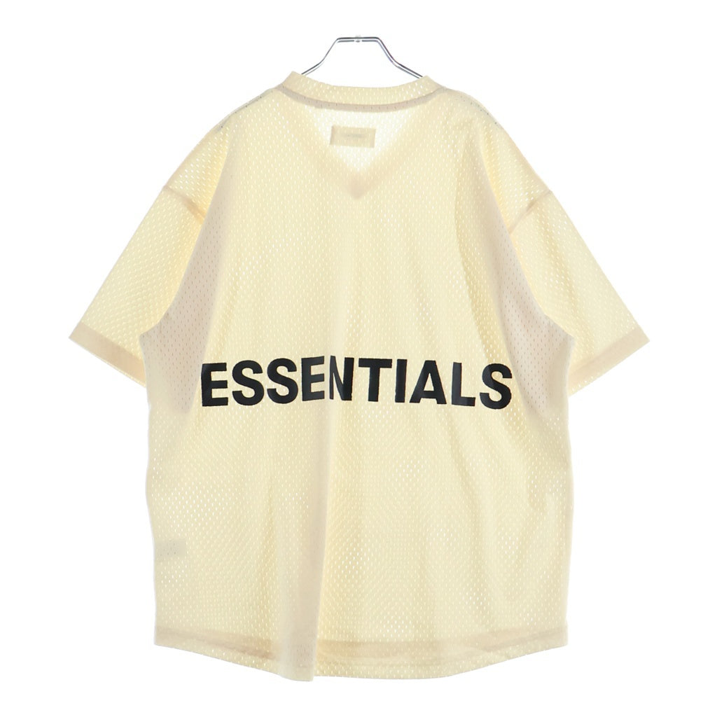 FEAR OF GOD ESSENTIALS(フィアオブゴッド エッセンシャルズ) バックロゴプリント メッシュ Vネック 半袖シャツ ホワイト