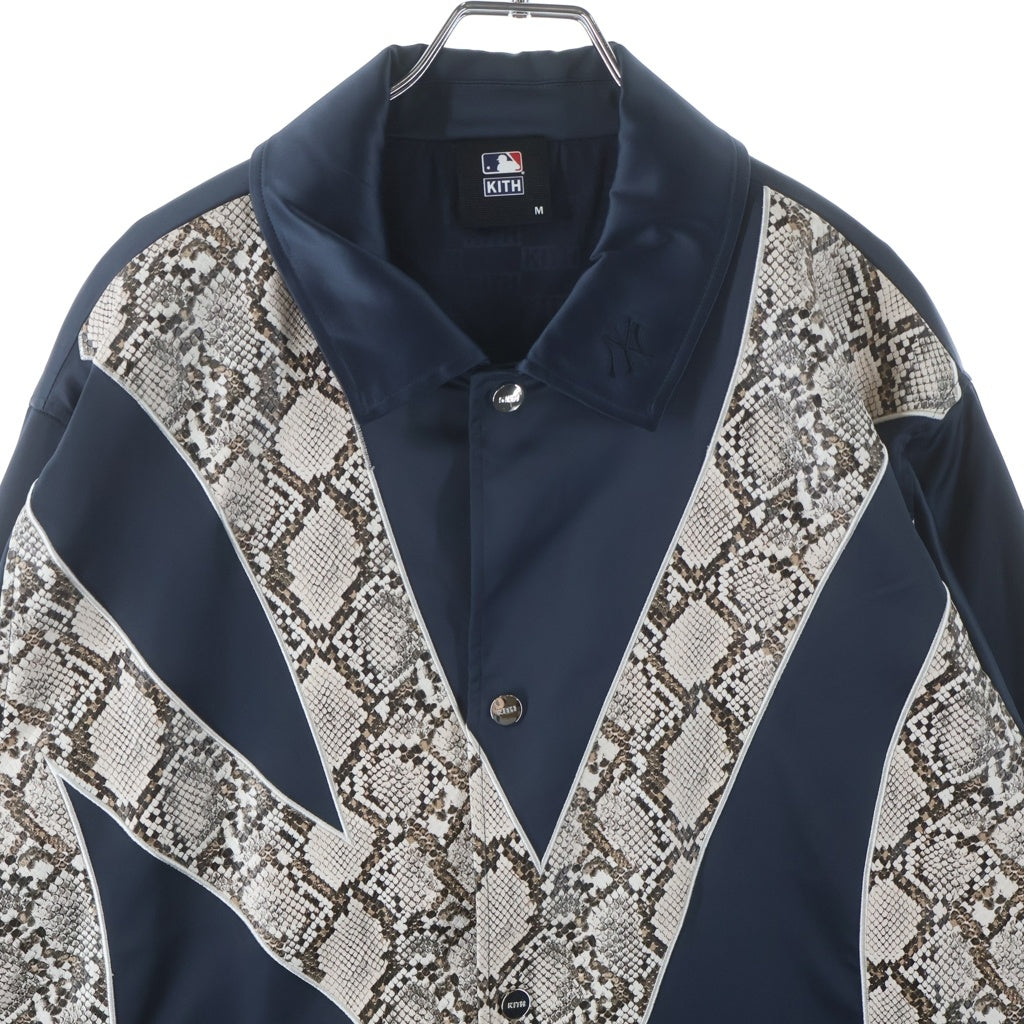 KITH(キス) ×MLB スネーク ロゴ サテンジャケット ネイビー KH1225