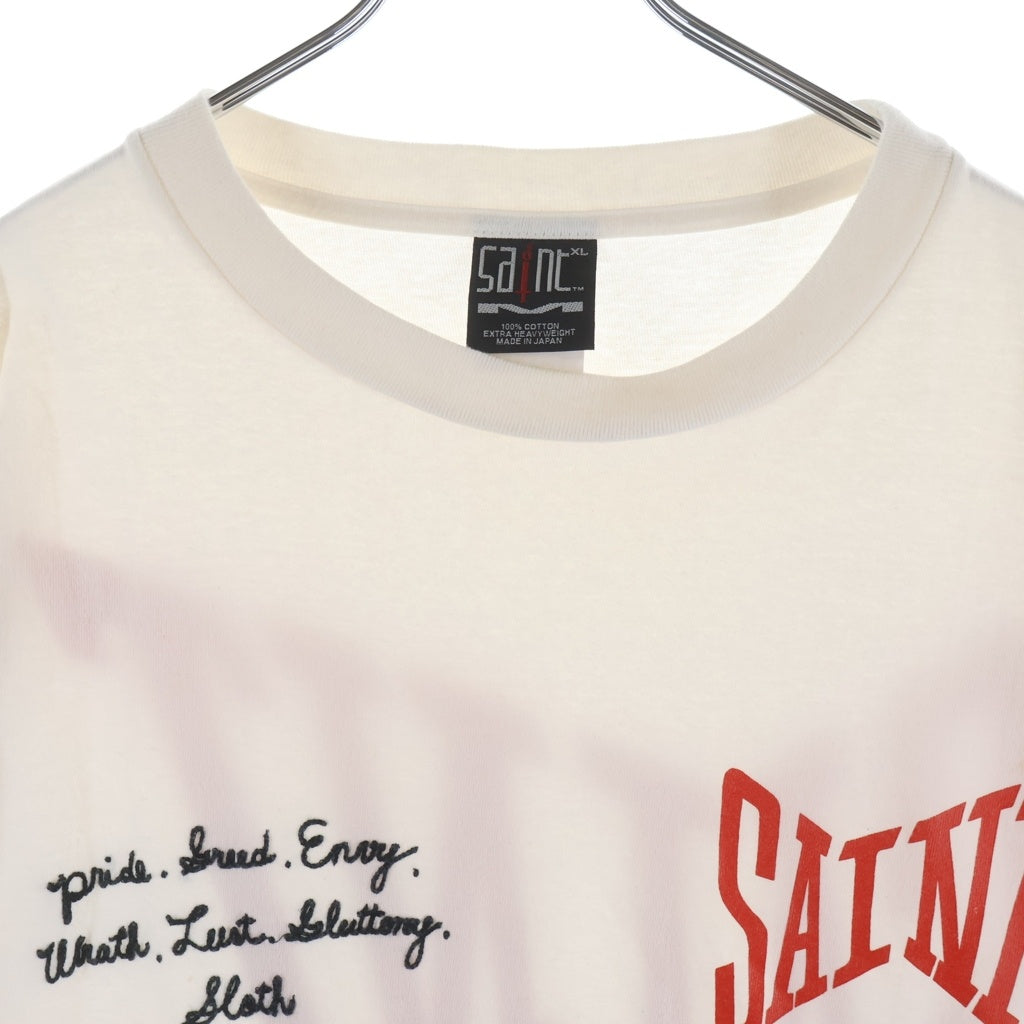 SAINT MICHAEL(セントマイケル) 21SS S/S TEE LOGO EMB ロゴエンブロイダリー クルーネック 半袖Tシャツカットソー ホワイト SM-21-0000-007
