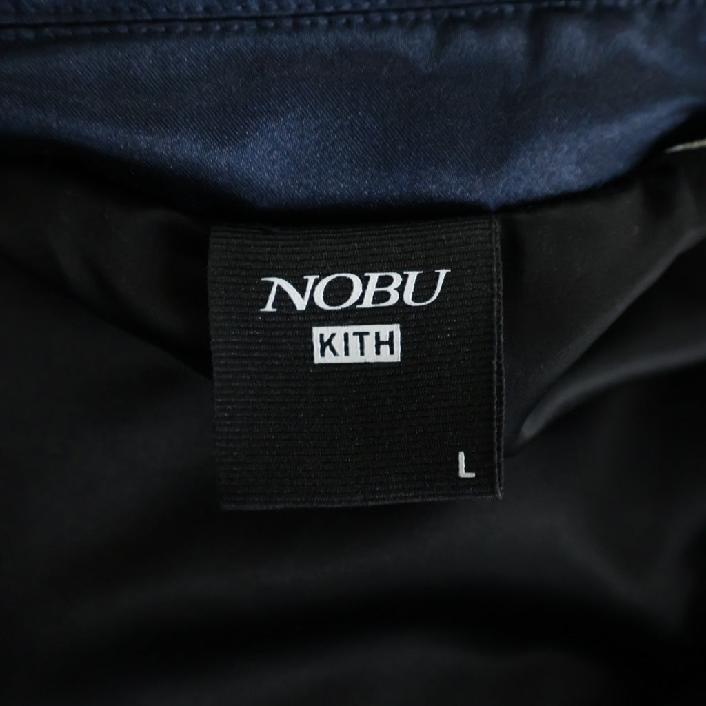 KITH(キス) キルティング ジップアップ サテンジャケット ネイビー